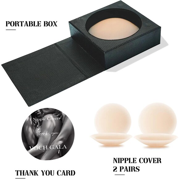 VOCH GALA Nipple Covers 2 Pairs-Seamless and Sheer Adhesive Silicone Size D+ - Picture 6 of 6